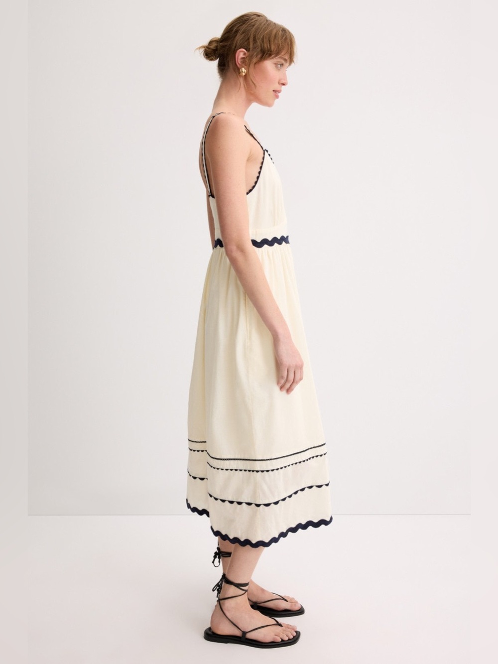 The Good Journey Rickrack White Navy Cotton Dress 10